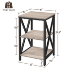 Stylish 3-Tier Rustic Gray X Frame Side Table - Perfect for Your Living Room