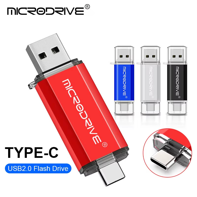 Versatile 2-in-1 Type C & Micro USB Flash Drive - High-Speed OTG Pen Drive in Multiple Capacities (128GB, 64GB, 32GB, 16GB, 8GB, 4GB)