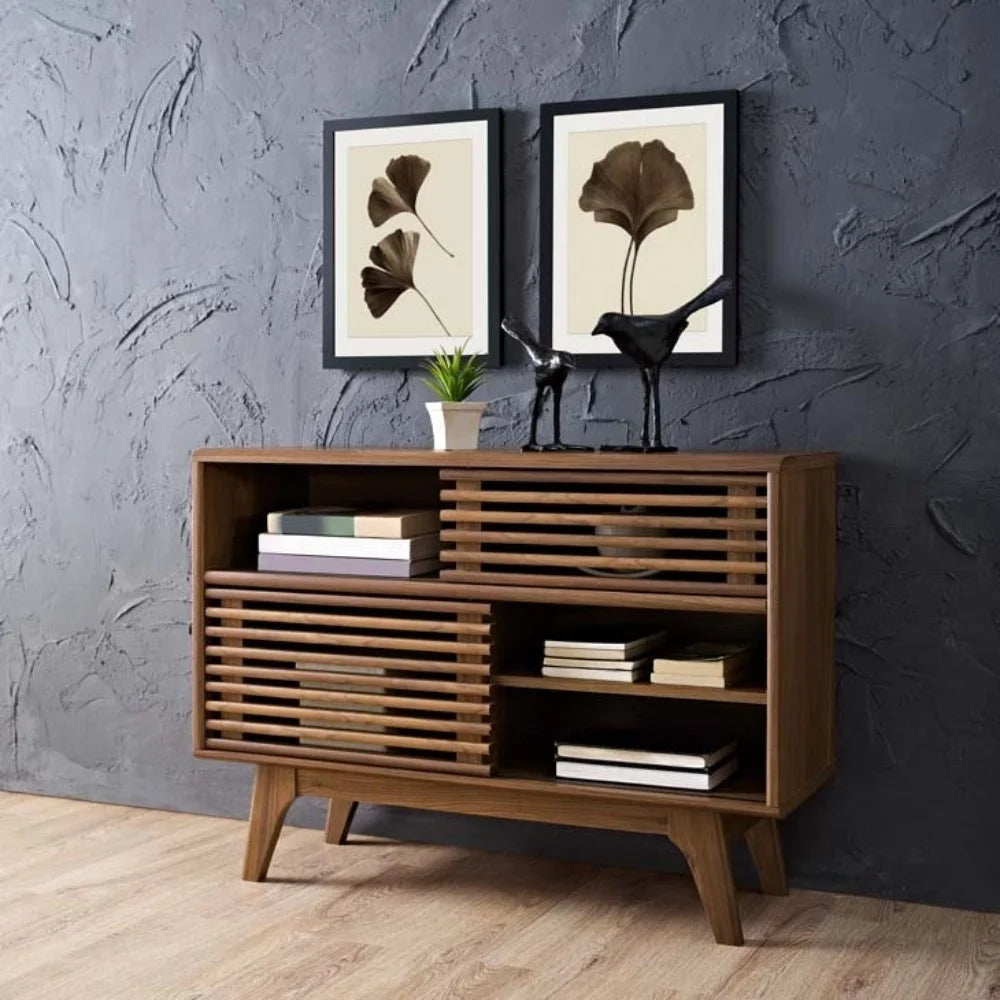 Modern Walnut Particleboard Display Stand - Stylish & Functional
