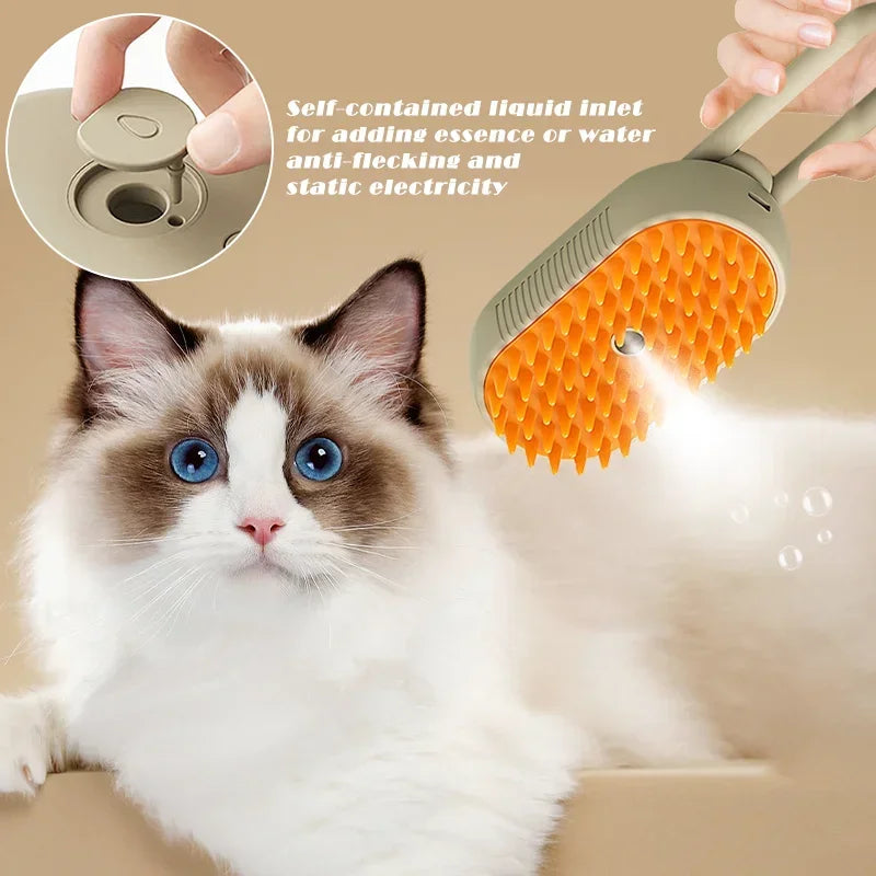 Revolutionary 3-in-1 Cat Steam Brush: The Ultimate Steamy Dog Grooming Tool with Massage Function and Hair Removal Comb