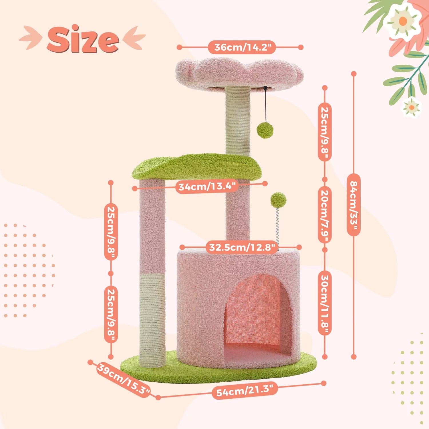 Delight Your Feline Friend with the Cactus Cat Tree: A Cozy Condo and Playful Tower with Removable Top Bed and Scratching Post