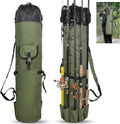 Ultimate Portable Fishing Rod Bag - Waterproof Canvas Carrier for Tackle Gear Organization