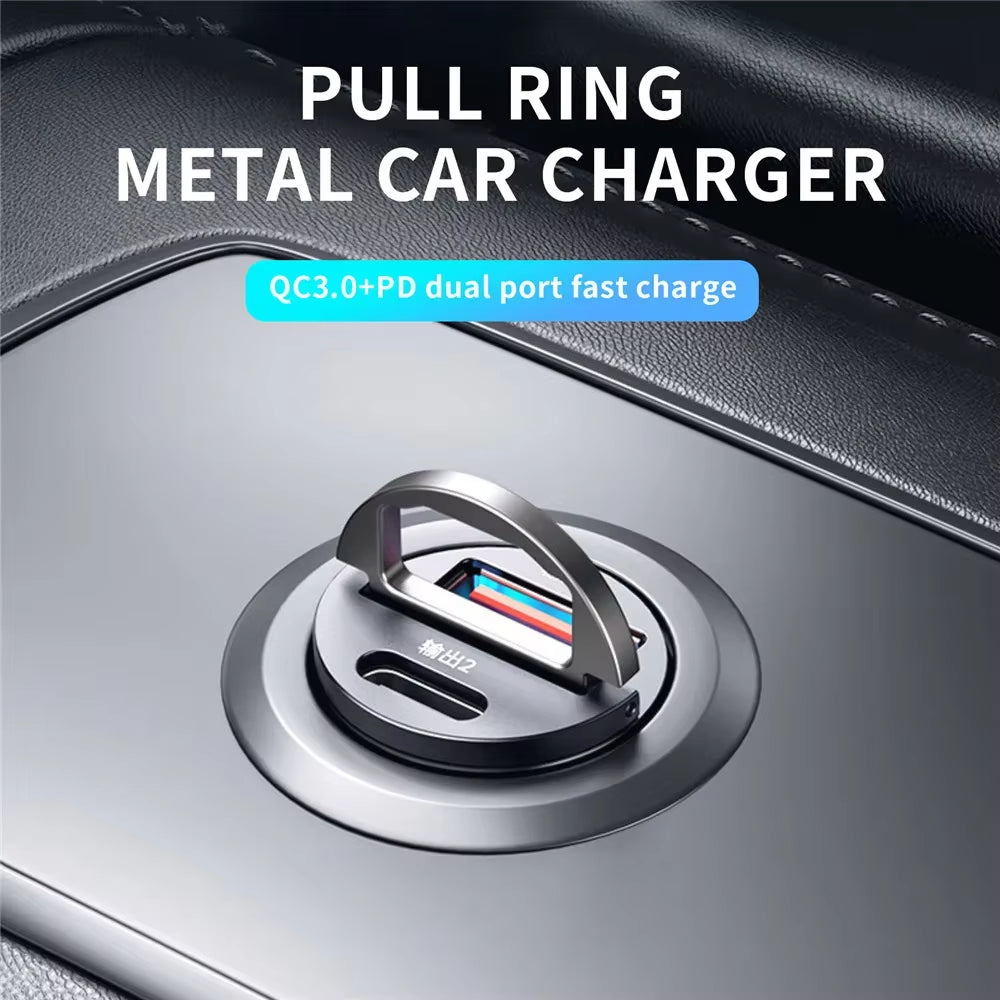 Ultra Fast Dual Port Mini USB Car Charger - 100-200W Cigarette Lighter Adapter for 12-24V Devices