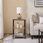 Stylish 3-Tier Rustic Gray X Frame Side Table - Perfect for Your Living Room