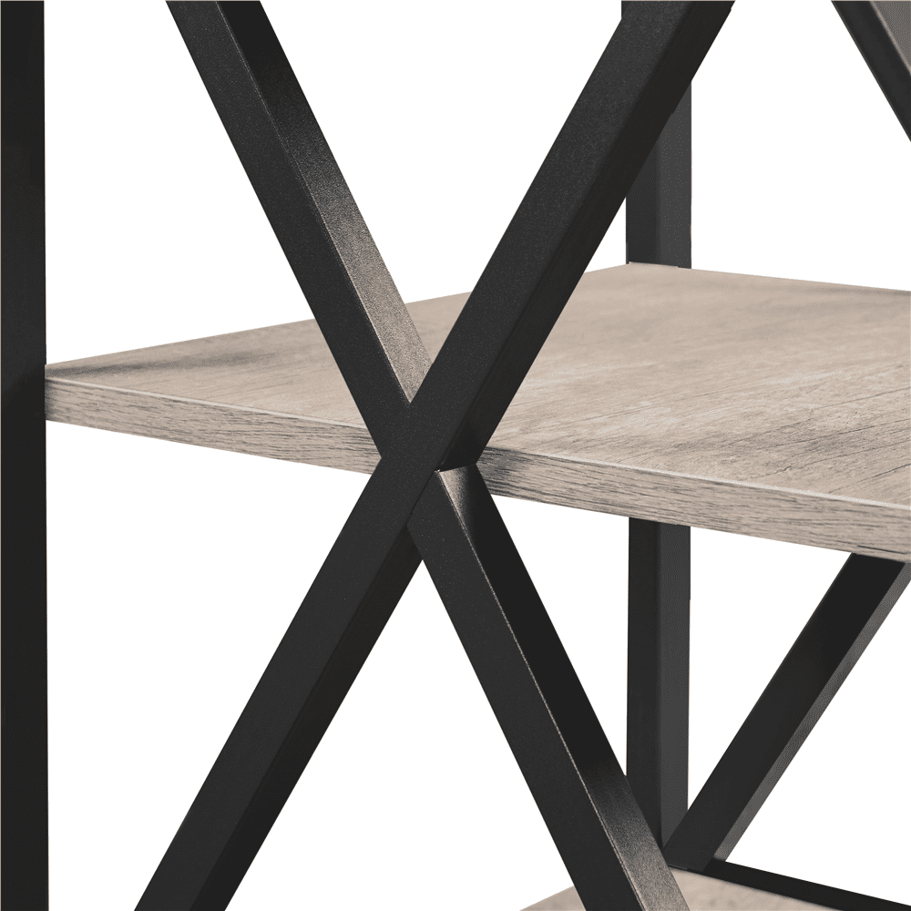 Stylish 3-Tier Rustic Gray X Frame Side Table - Perfect for Your Living Room