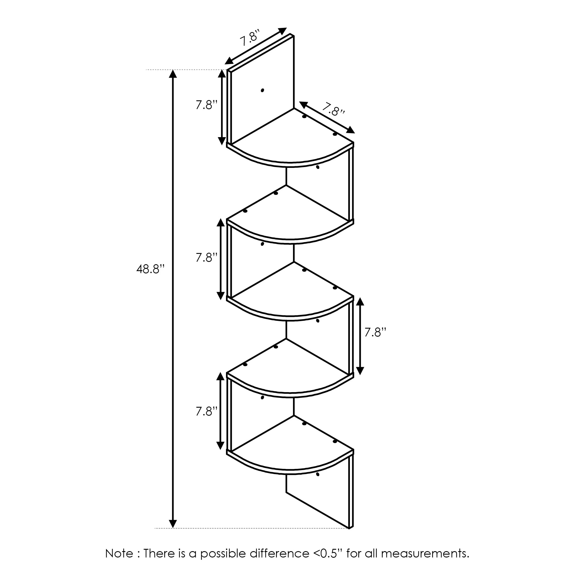 Stylish 5-Tier Espresso Floating Corner Shelf - Perfect for Storage and Display