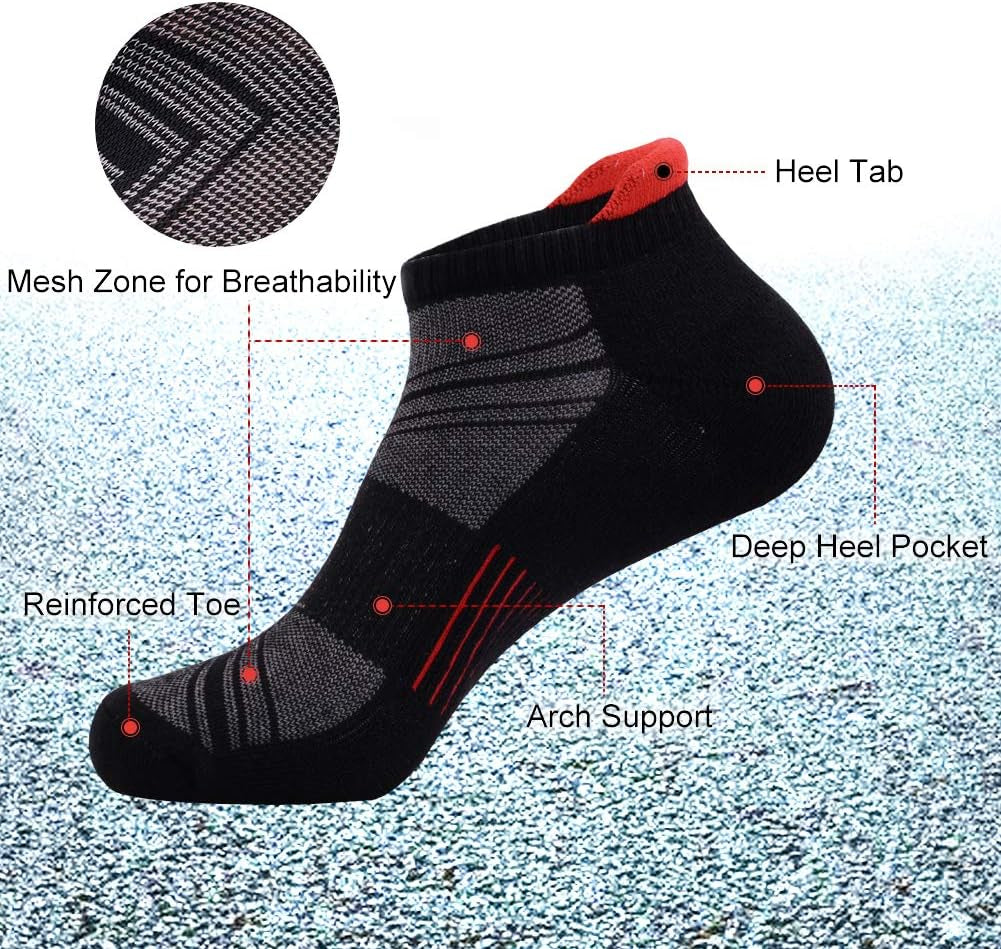 Men's Comfort Cushion Ankle Socks - 6 Pack Low Cut Athletic Socks for Ultimate Performance