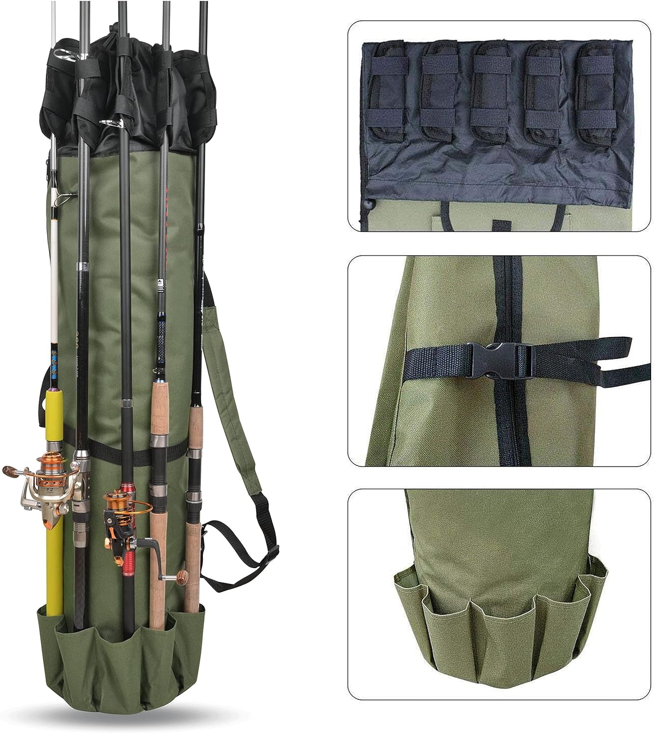 Ultimate Portable Fishing Rod Bag - Waterproof Canvas Carrier for Tackle Gear Organization