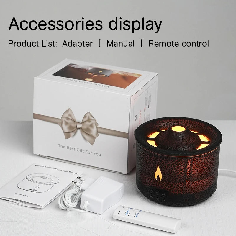 Volcano Flame Jellyfish Aroma Diffuser - 360ml Humidifier & Essential Oil Diffuser - Perfect Cool Gift!