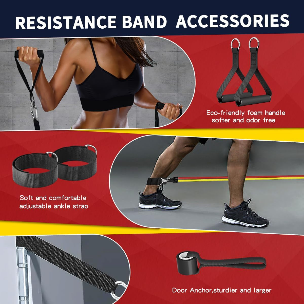 Ultimate Resistance Bands Set - 5 Levels of Strength, Includes Handles, Door Anchor & Ankle Straps for Home Workouts, Physical Therapy & Fitness Training