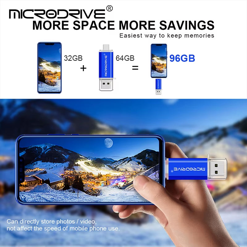 Versatile 2-in-1 Type C & Micro USB Flash Drive - High-Speed OTG Pen Drive in Multiple Capacities (128GB, 64GB, 32GB, 16GB, 8GB, 4GB)