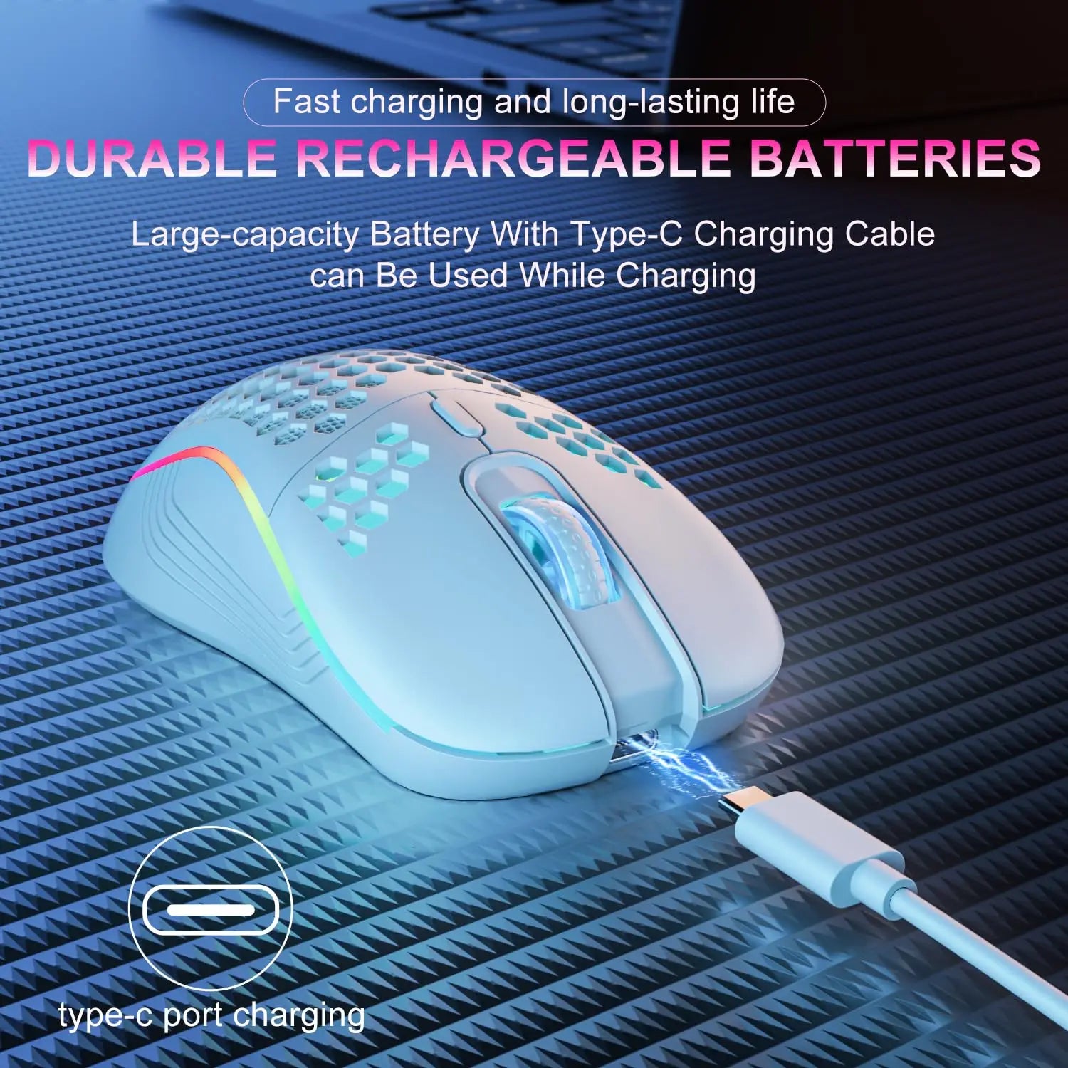 Elevate Your Gaming Experience with the Ergonomic 2.4G Wireless RGB Mouse - 6 Buttons, 3-Speed DPI, and Rechargeable Convenience