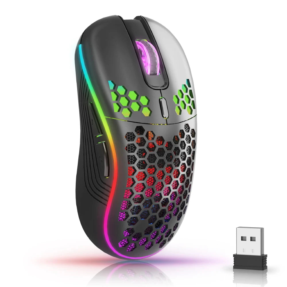 Elevate Your Gaming Experience with the Ergonomic 2.4G Wireless RGB Mouse - 6 Buttons, 3-Speed DPI, and Rechargeable Convenience