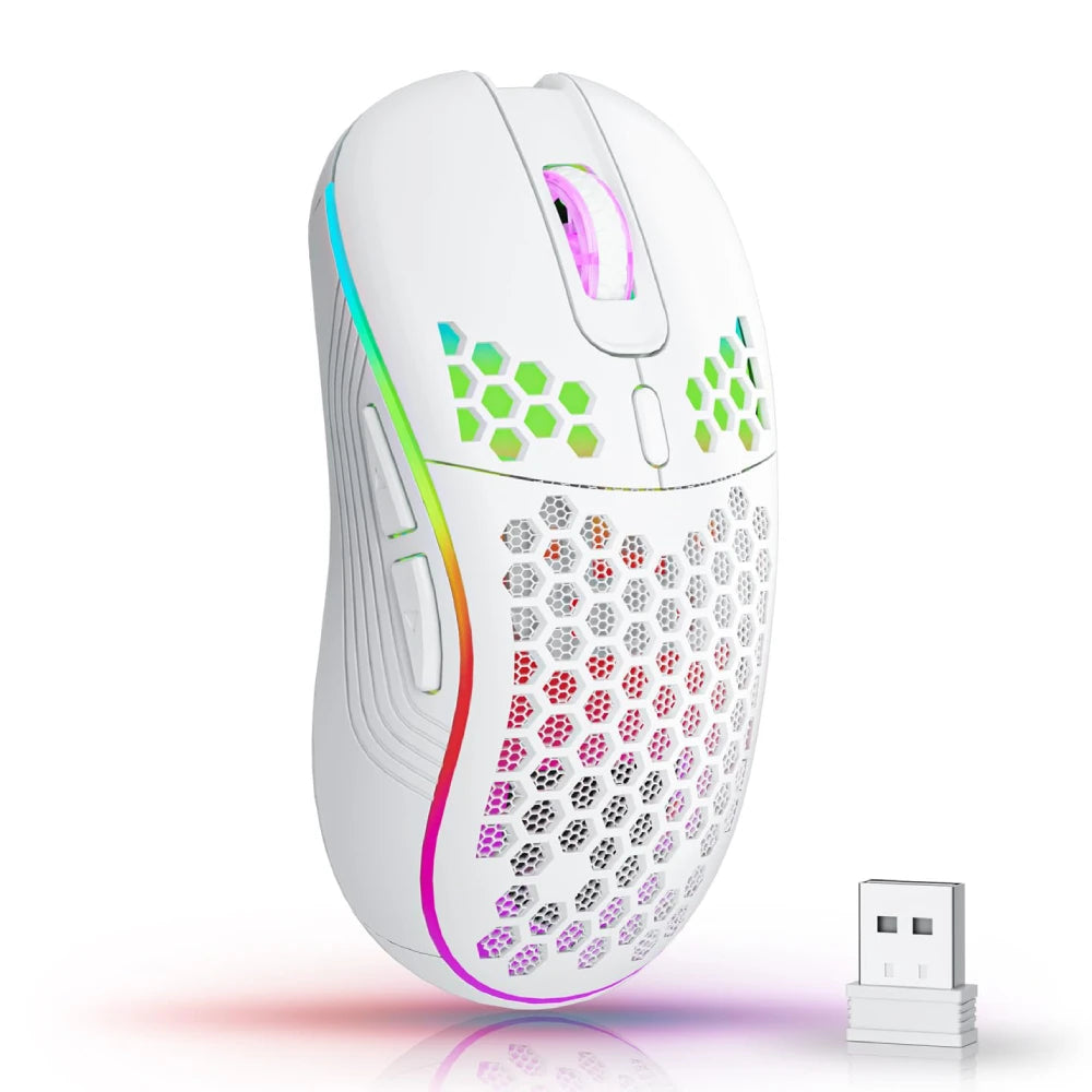 Elevate Your Gaming Experience with the Ergonomic 2.4G Wireless RGB Mouse - 6 Buttons, 3-Speed DPI, and Rechargeable Convenience