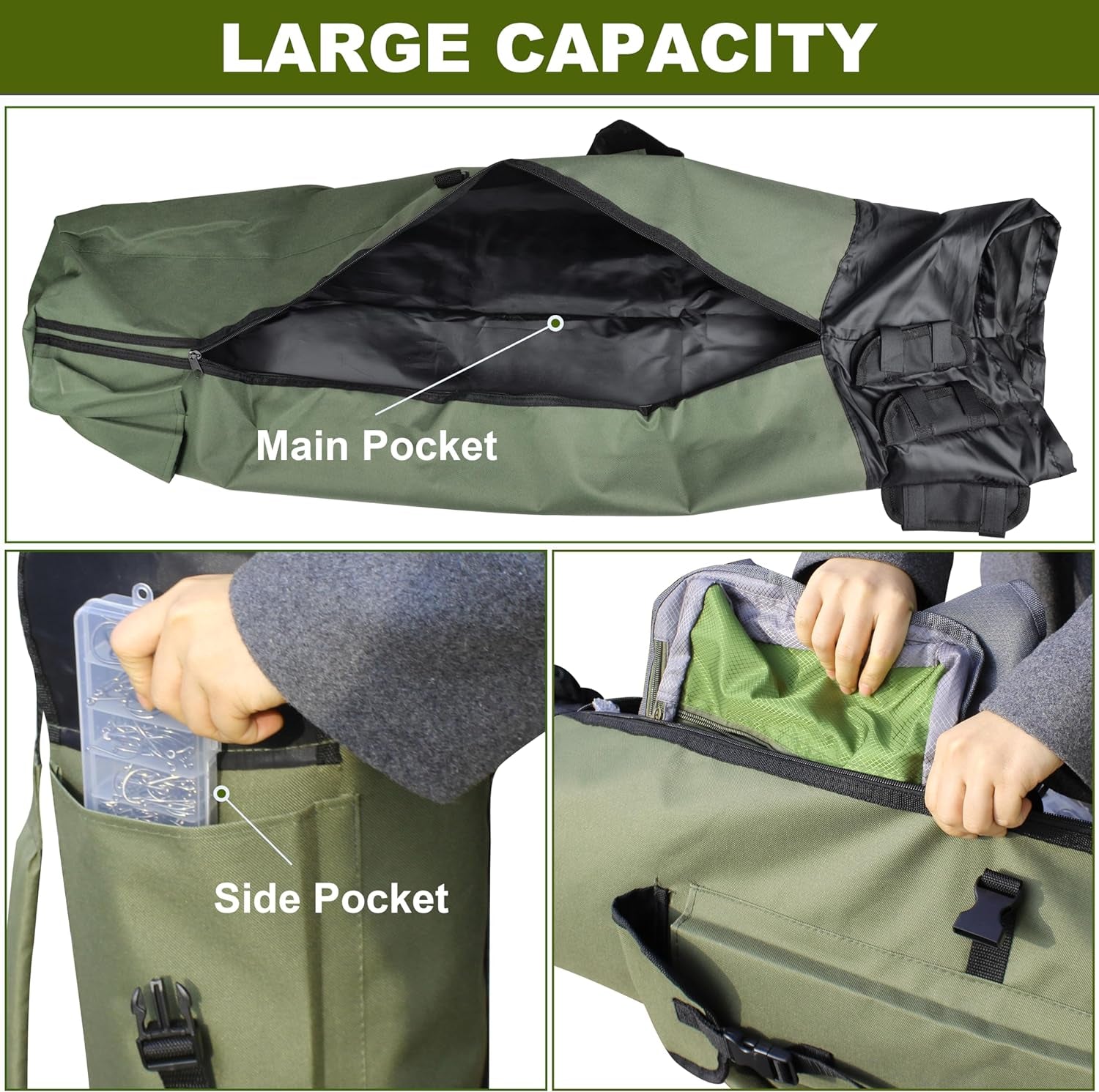 Ultimate Portable Fishing Rod Bag - Waterproof Canvas Carrier for Tackle Gear Organization