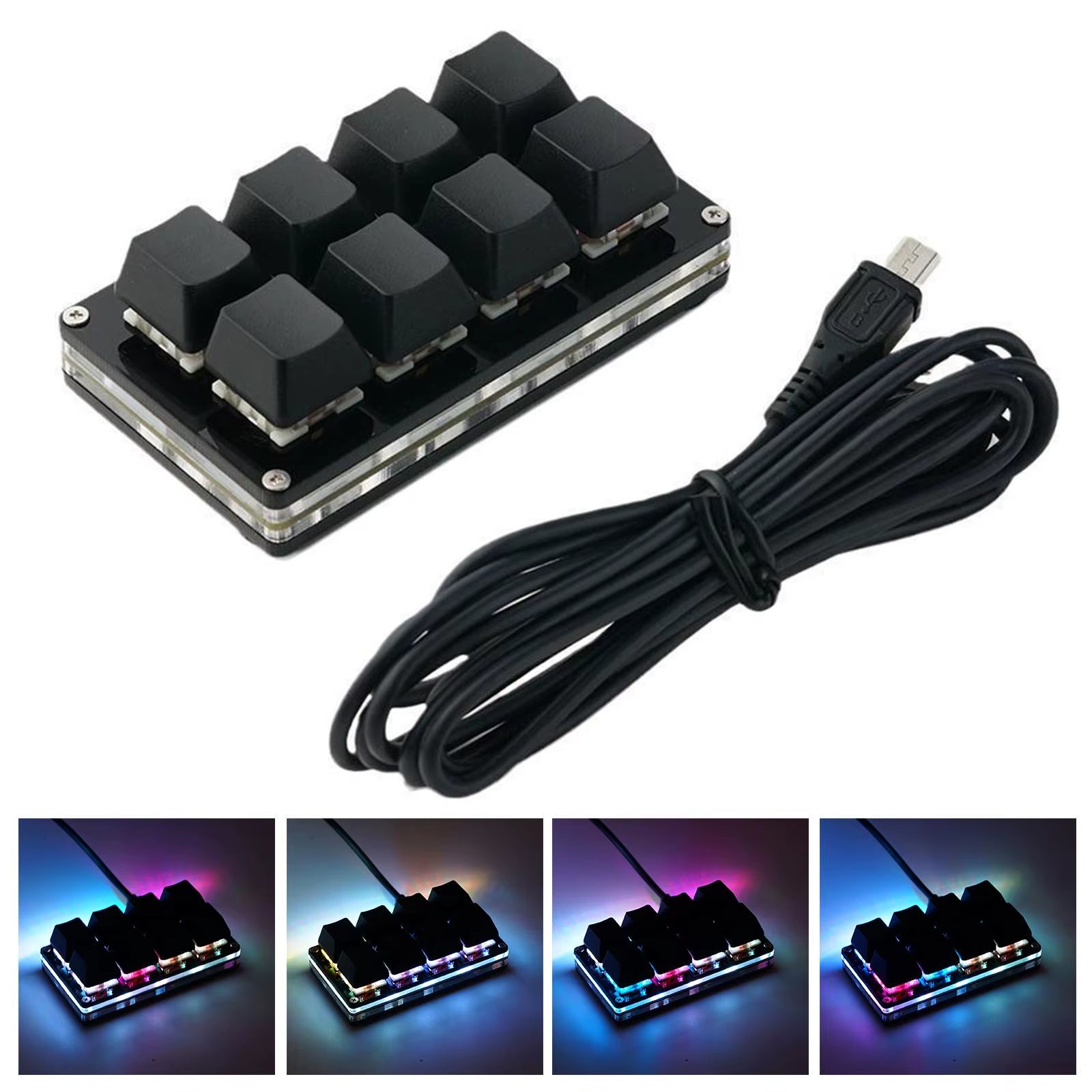 Customizable RGB Mini Keypad - 8-Key Programmable Mechanical Gaming Keyboard