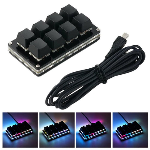 Customizable RGB Mini Keypad - 8-Key Programmable Mechanical Gaming Keyboard