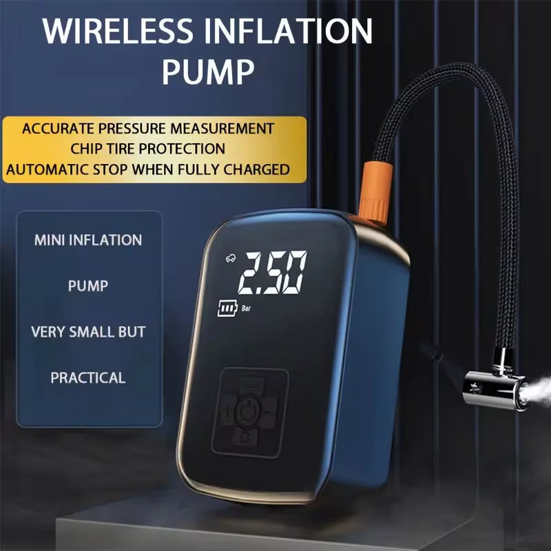 LEIBOO Wireless Car Air Compressor - Portable Electric Tire Inflator with Digital Display for Motorcycles, Bicycles, and Autos