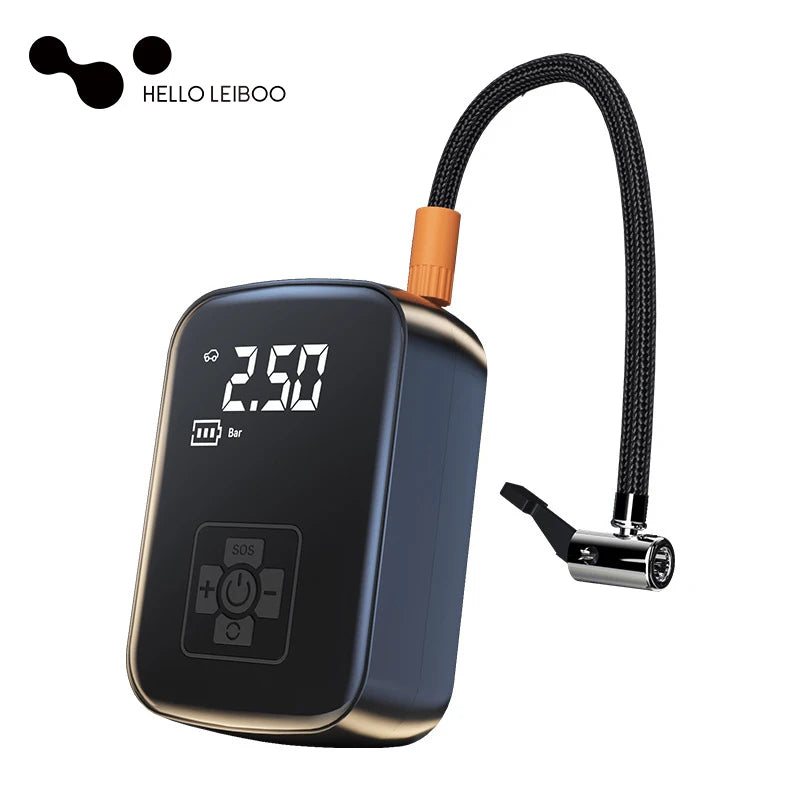 LEIBOO Wireless Car Air Compressor - Portable Electric Tire Inflator with Digital Display for Motorcycles, Bicycles, and Autos
