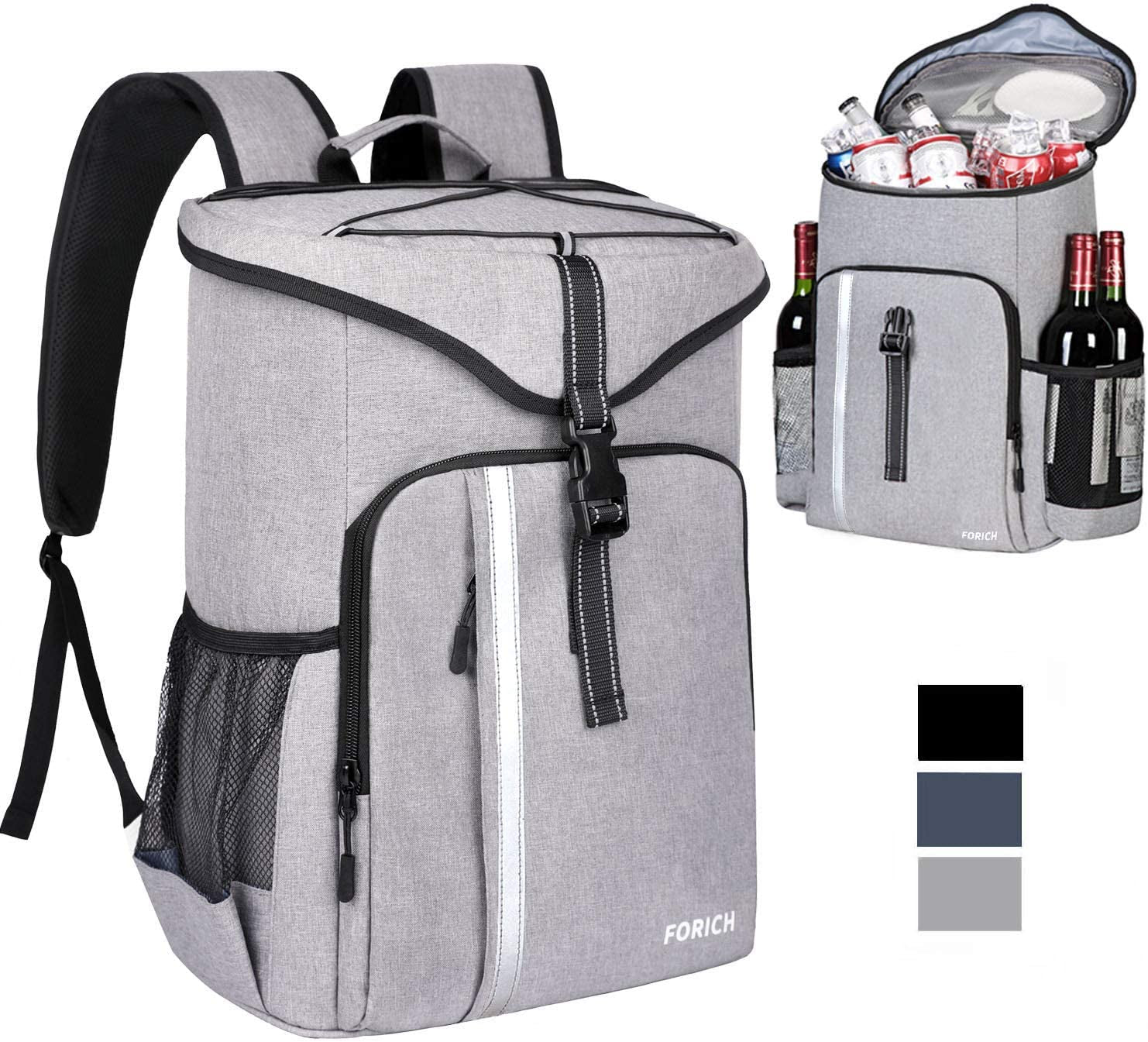 Insulated Waterproof Backpack Cooler - Lightweight Soft Cooler for Beach, Picnics, Camping & Hiking - Holds 30 Cans