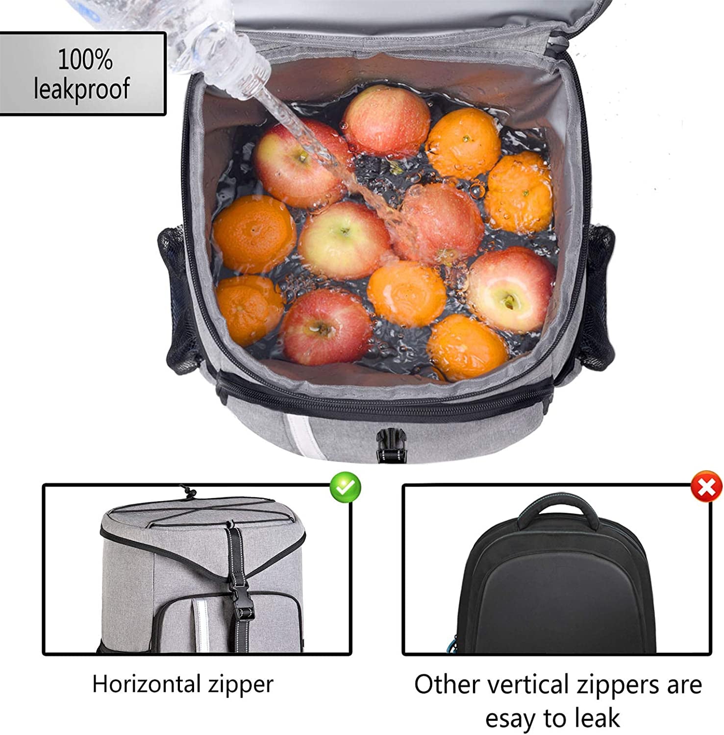 Insulated Waterproof Backpack Cooler - Lightweight Soft Cooler for Beach, Picnics, Camping & Hiking - Holds 30 Cans