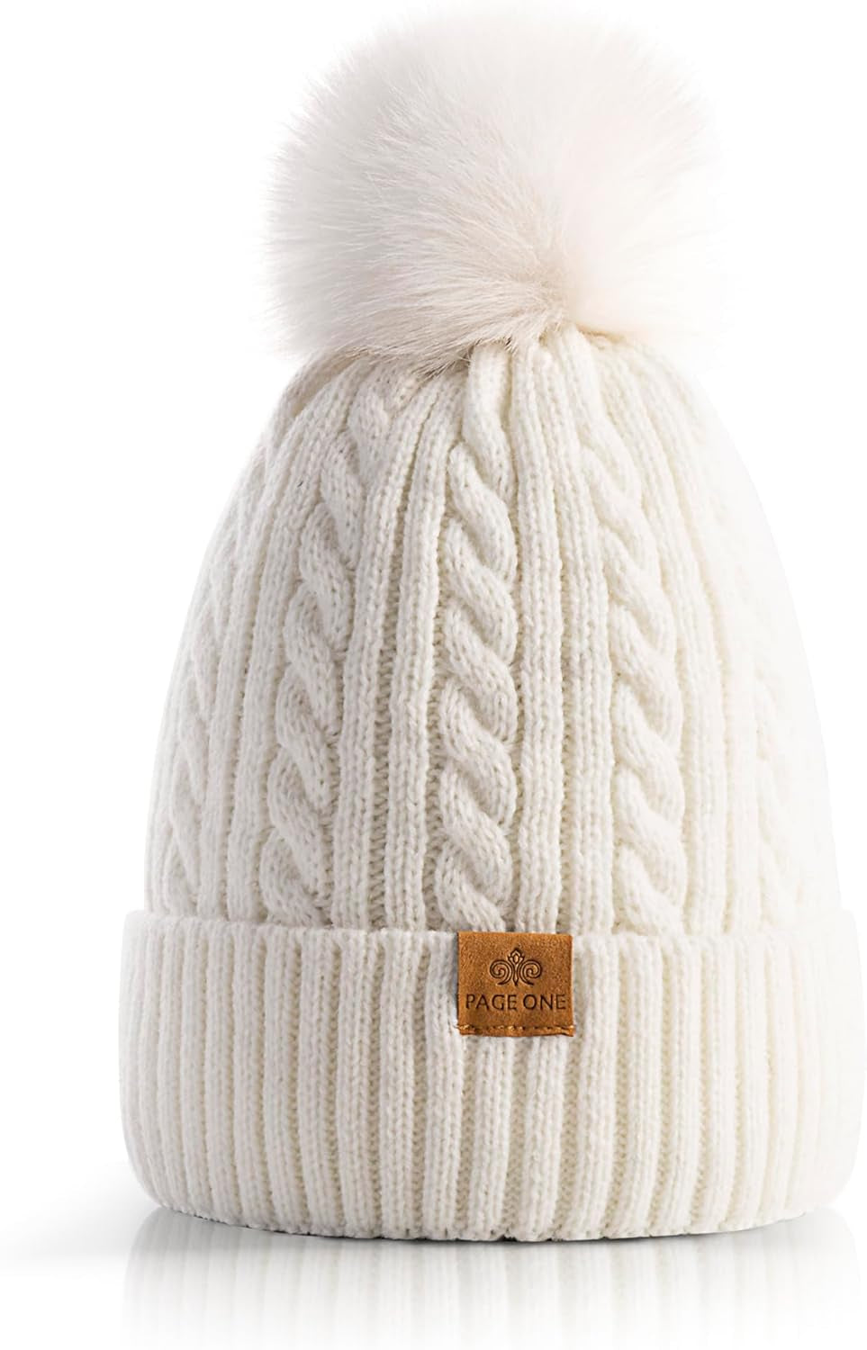 Cozy Chenille Knit Pom Pom Beanie for Women - Warm Fleece Lined Winter Cap