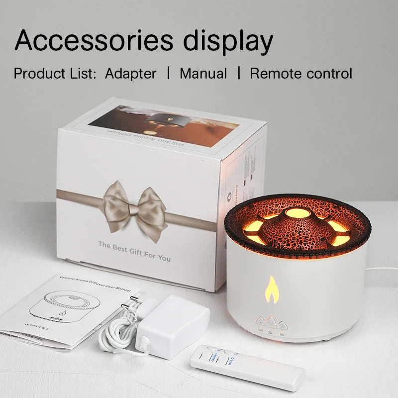 Volcano Flame Jellyfish Aroma Diffuser - 360ml Humidifier & Essential Oil Diffuser - Perfect Cool Gift!