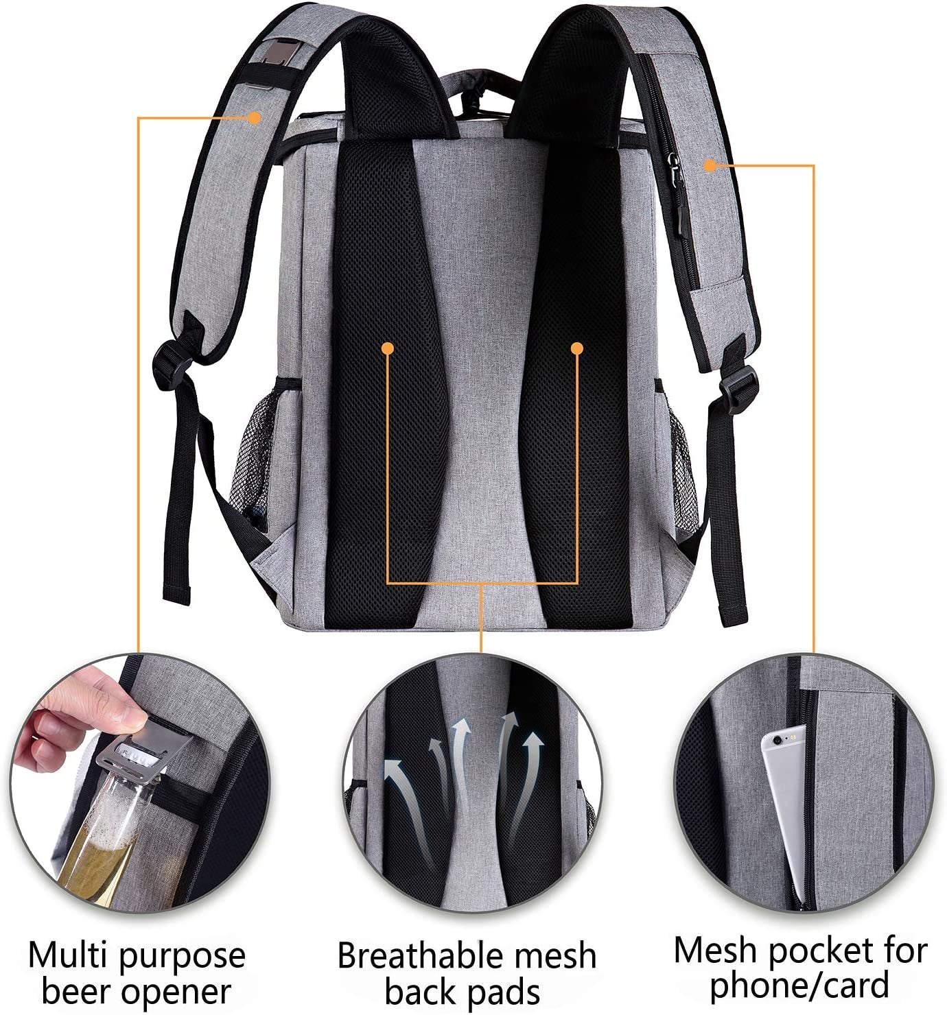 Insulated Waterproof Backpack Cooler - Lightweight Soft Cooler for Beach, Picnics, Camping & Hiking - Holds 30 Cans