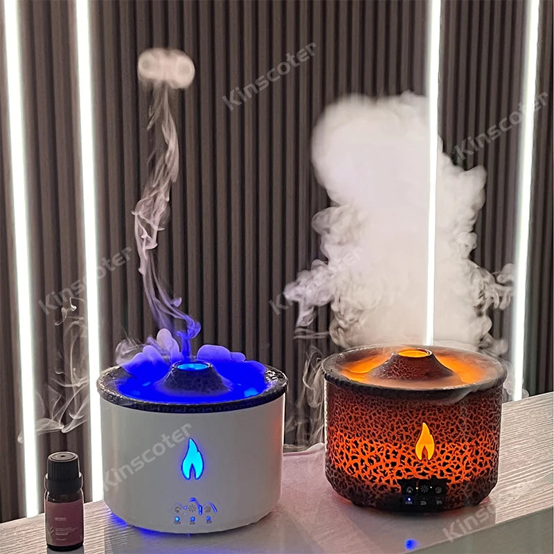 Volcano Flame Jellyfish Aroma Diffuser - 360ml Humidifier & Essential Oil Diffuser - Perfect Cool Gift!